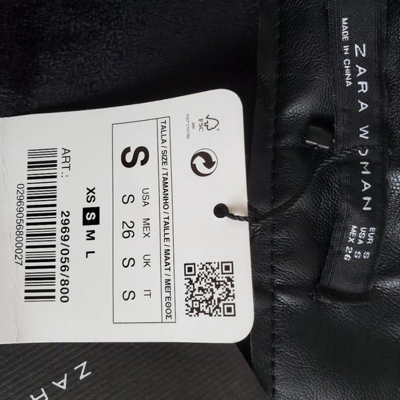 Zara Black Faux Leather A-Line Midi Skirt, Small - Picture 7 of 9